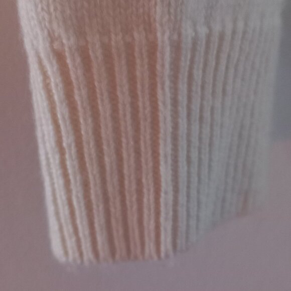 SANDRO cream/white sweater with navy trim and button closure at the back - Picture 8 of 13